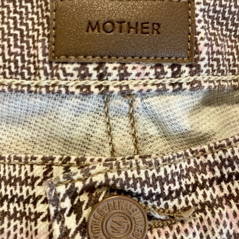 EUC MOTHER The Insider Plaid Jeans with Orange & Plum Side Stripes Size 27 - Picture 13 of 16